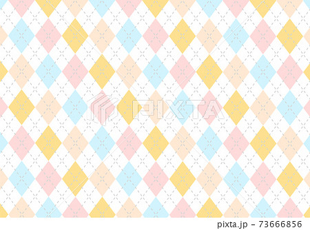 背景素材 アーガイルチェック柄23 4色 水色 サーモンピンク ピンク 黄色 のイラスト素材