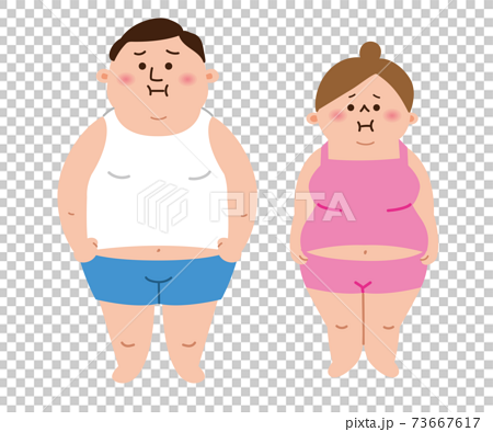 肥満の男性と女性　正面 73667617