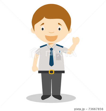 Cute cartoon vector illustration of a bus driver 73667856