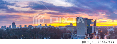 Aerial view of Poznan at sunset, Poland Aerial view of Poznan at sunset, Poland 73667933
