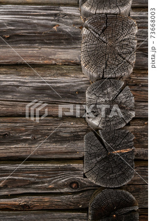 Wooden log cabin or felling texture or background 73668003