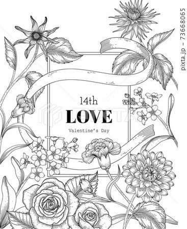 Hand drawn floral valentine's day background. 73668065