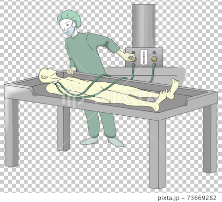 エンバーミングの「注入」工程で防腐固定液を注入する人3 エンバーミングの「注入」工程で防腐固定液を注入する人3 73669282