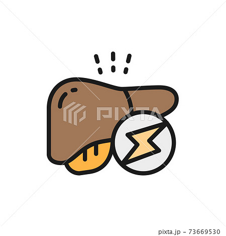 Vector liver obesity, visceral fat flat color line icon. 73669530