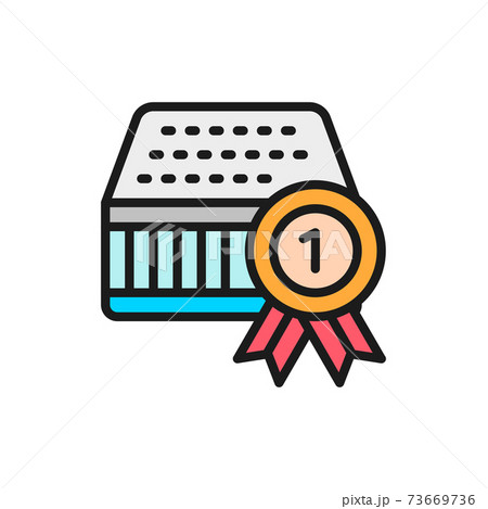 Quality mattress, guarantee, reward flat color line icon. Quality mattress, guarantee, reward flat color line icon. 73669736