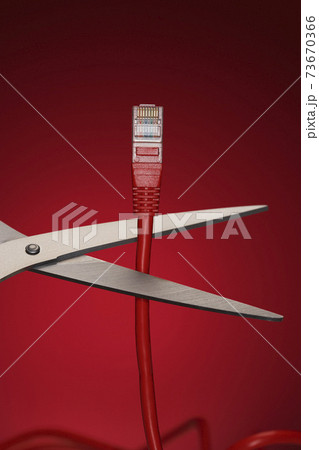 Data cable plug over red background 73670366