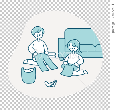 A couple folding the laundry A couple folding the laundry 73672491