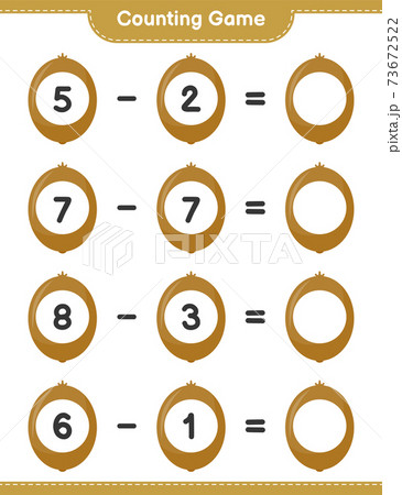 Counting game, count the number of Kiwi and write the result. Educational children game, printable worksheet, vector illustration Counting game, count the number of Kiwi and write the result. Educational children game, printable worksheet, vector illustration 73672522
