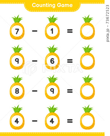 Counting game, count the number of Pineapple and write the result. Educational children game, printable worksheet, vector illustration Counting game, count the number of Pineapple and write the result. Educational children game, printable worksheet, vector illustration 73672523