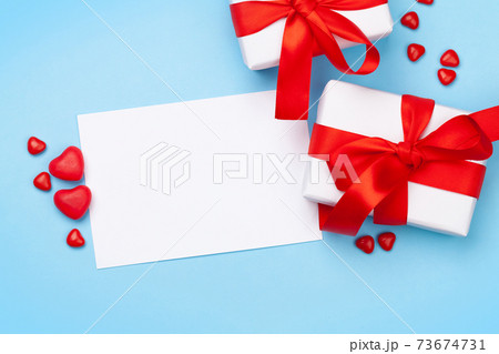 Valentines day. Gift boxes and heart candy sweets Valentines day. Gift boxes and heart candy sweets 73674731