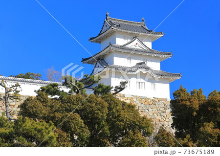 【兵庫県】晴天下の明石城（巽櫓） 73675189