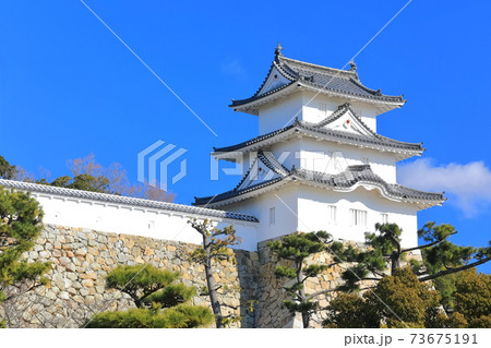 【兵庫県】晴天下の明石城（巽櫓） 73675191