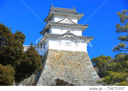 【兵庫県】晴天下の明石城（巽櫓） 73675197