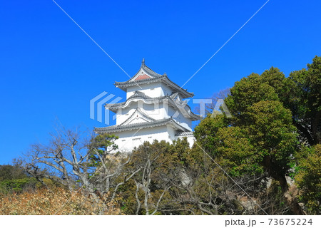 【兵庫県】晴天下の明石城（坤櫓） 73675224