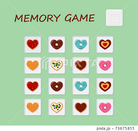 Memory game. Developing puzzle for kids and adults . Flat cartoon style Memory game. Developing puzzle for kids and adults . Flat cartoon style 73675855
