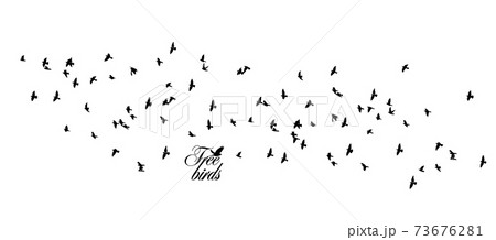 A large flock of flying birds. Vector illustration 73676281