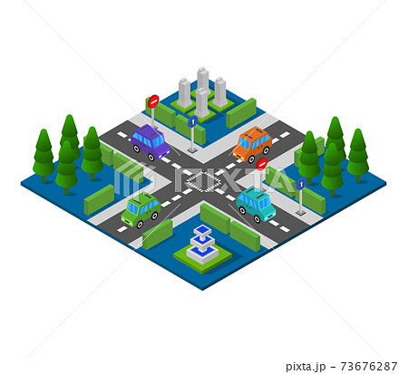 isometric road junction 73676287