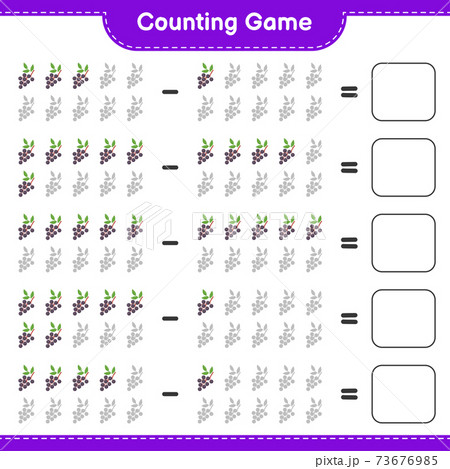 Counting game, count the number of Elderberry and write the result. Educational children game, printable worksheet, vector illustration Counting game, count the number of Elderberry and write the result. Educational children game, printable worksheet, vector illustration 73676985