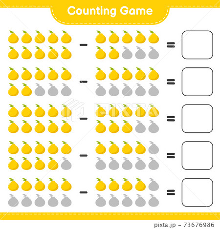 Counting game, count the number of Ugli and write the result. Educational children game, printable worksheet, vector illustration 73676986