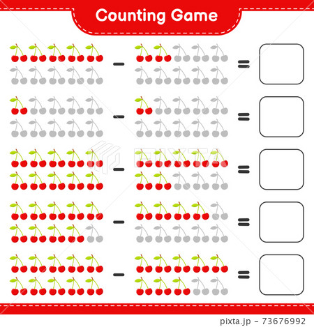 Counting game, count the number of Cherry and write the result. Educational children game, printable worksheet, vector illustration 73676992