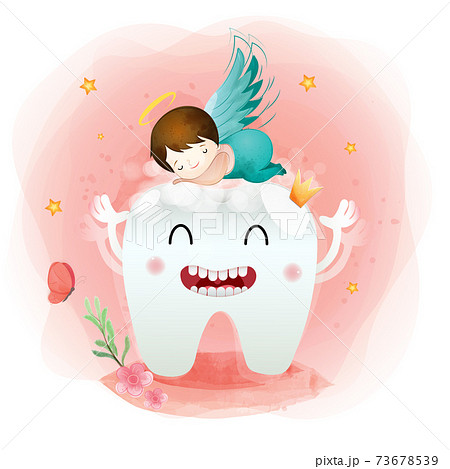 Fairies And Happy Teeth Cute Cartoon Teeth.oral...のイラスト素材 [73678539 ...