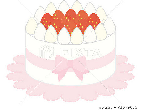 いちごのケーキ ホール のイラスト素材