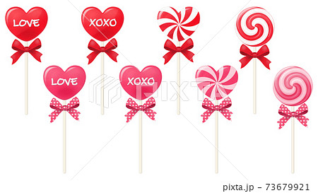 バレンタイン ロリポップキャンディ イラスト素材 透過背景のイラスト素材