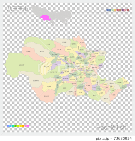 Hachioji City, Hachiōji-shi, color coding (Tokyo) 73680934