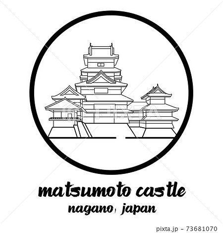 Circle icon line Matsumoto castle. vector illustration 73681070