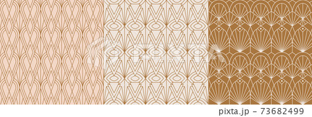Art Deco Seamless Patterns Set in a Trendy minimal Linear Style. Vector Abstract Retro backgrounds with Geometric Shapes 73682499