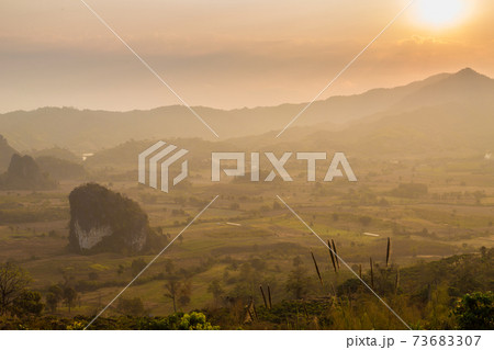 Nature landscape mountain sunrise colourful sky cloud 73683307