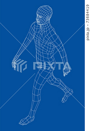 Wireframe walking man. Vector 73684419