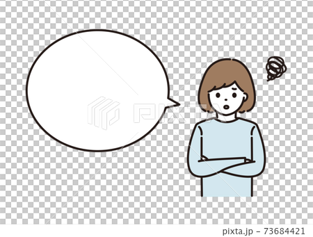 一個擔心她的雙臂交叉的女人 一個擔心她的雙臂交叉的女人 73684421