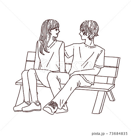 How to draw a girl and boy sitting together