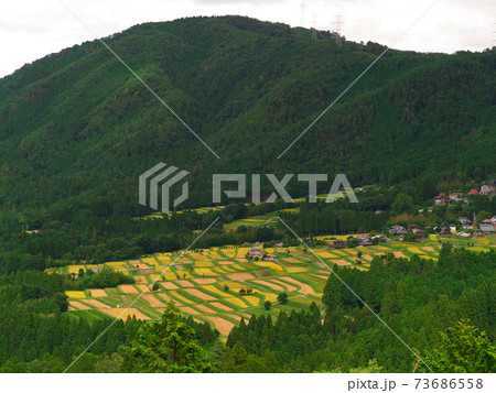 京都宕陰地区棚田遠望 73686558