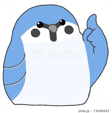 何かを説明するかわいいスズメ 青色 のイラスト素材