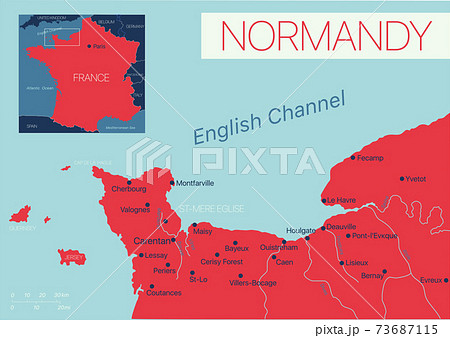 Normandy of France detailed editable map Normandy of France detailed editable map 73687115