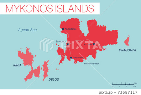 Mykonos island detailed editable map Mykonos island detailed editable map 73687117