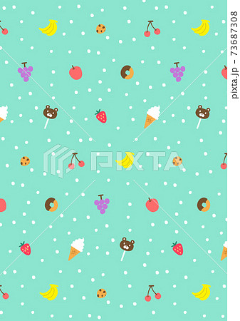 キュートなスイーツ柄のイラスト素材
