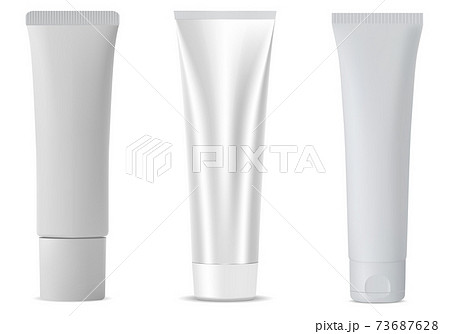 White cosmetic tube mockup, plastic blank isolated 73687628