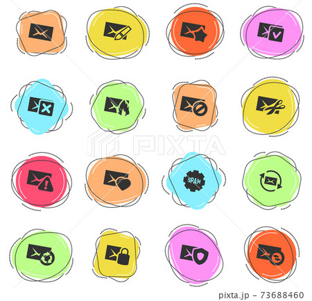 Mail and envelope icons set 73688460
