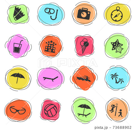 beach icon set 73688902