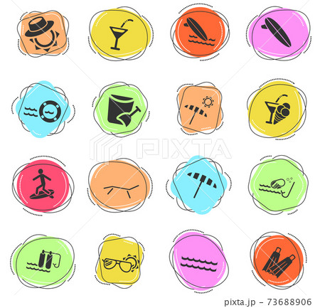 beach icon set 73688906