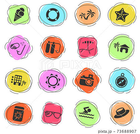 beach icon set 73688907