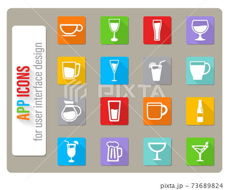 Glasses and cups simply icons Glasses and cups simply icons 73689824