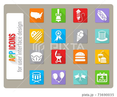 independence day icon set 73690035