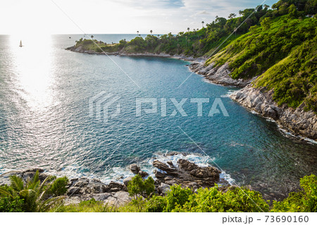 Promthep Cape from Monastery at Phuket, Thailand. 73690160