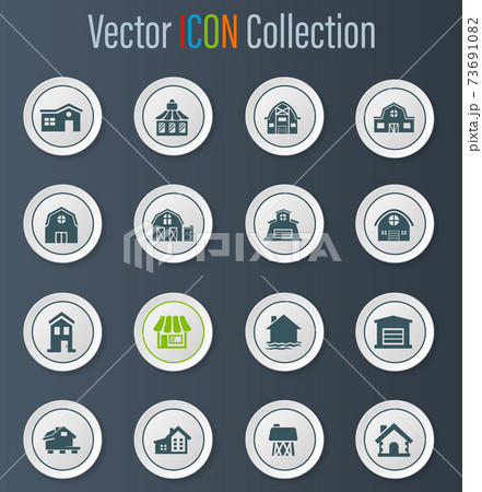 Farm building icons set 73691082