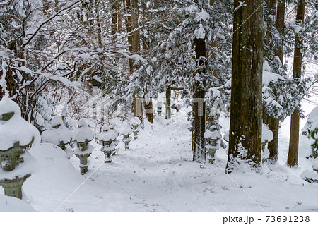 雪の英彦山豊前坊展望台登山口(高住神社参道) 雪の英彦山豊前坊展望台登山口(高住神社参道) 73691238