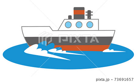 かわいい船が海上を進んでいるイメージイラストのイラスト素材